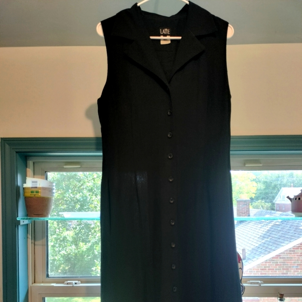 LATTÉ Black Collared Long Dress